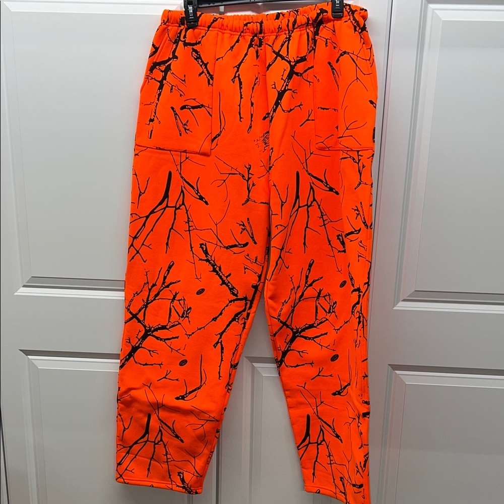 Blaze Orange Camo Fleece Hunting Sweatpants